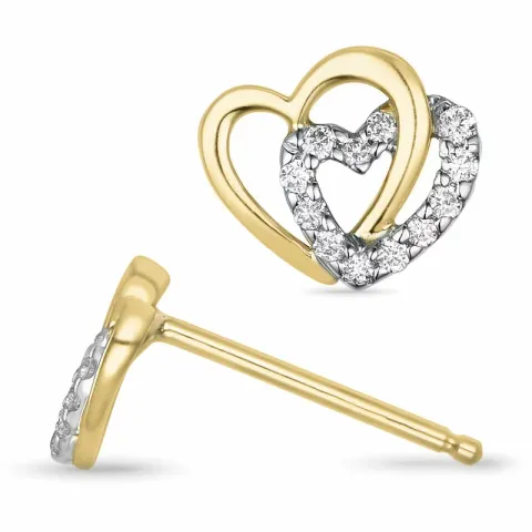 hjärta diamant örhängestift i 14 karat guld och vitguld med diamant 