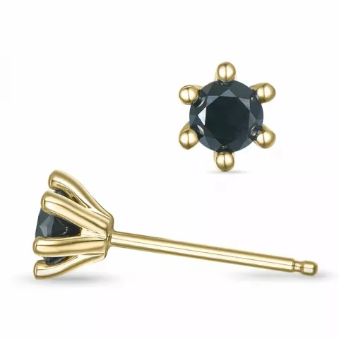 2 x 0,25 ct svarta diamant solitäreörhängestift i 14 karat guld med svart diamant 
