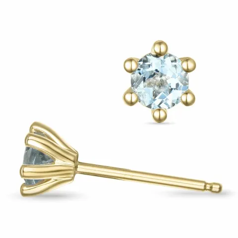 2 x 0,25 ct akvamarin solitäreörhängestift i 14 karat guld med akvamarin