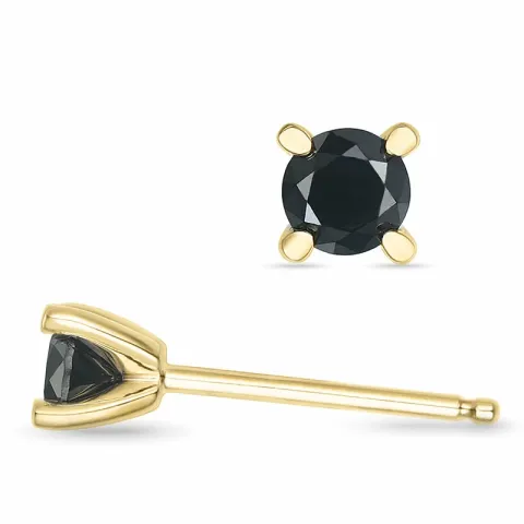 2 x 0,20 ct svarta diamant solitäreörhängestift i 14 karat guld med svart diamant