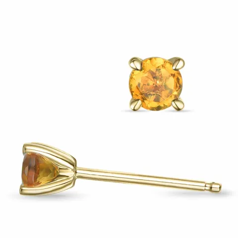 2 x 0,19 ct citrin solitäreörhängestift i 14 karat guld med citrin