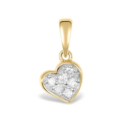 hjärta hängen i 14  carat guld med rodium 0,06 ct