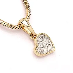 hjärta hängen i 14  carat guld med rodium 0,06 ct