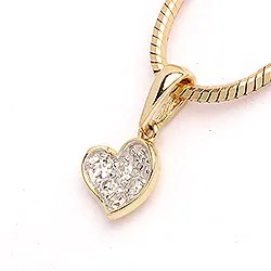 hjärta hängen i 14  carat guld med rodium 0,06 ct