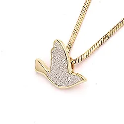 fåglar diamant hängen i 14 carat guld med rodium 0,0208 ct