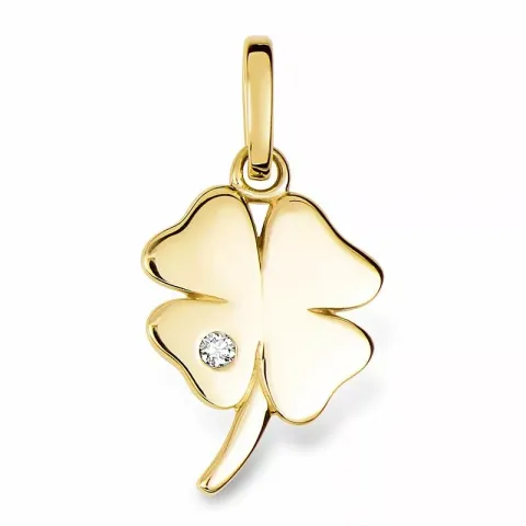 fyrklöver hängen i 14 carat guld 0,01 ct