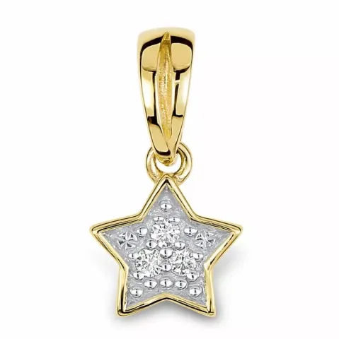 stjärna hängen i 14 carat guld- och vitguld 0,0219 ct