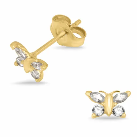 fjärilar örhängen i 14 karat guld med 