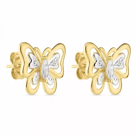 fjärilar örhängen i 14 karat guld med rhodium med zirkon