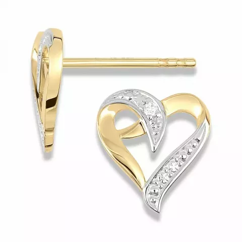 Hjärta diamant örhängestift i 14 karat guld med rhodium med diamanter 