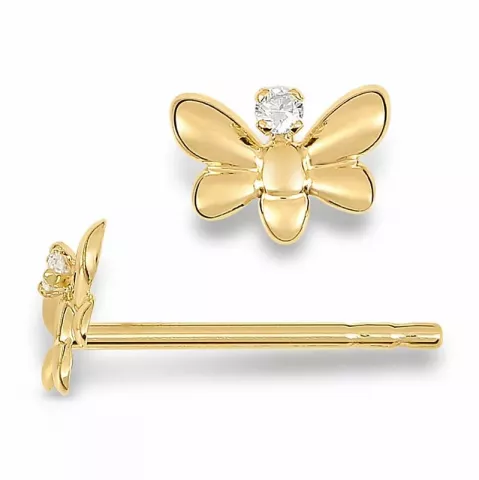 fjärilar diamant örhängestift i 14 karat guld med diamant 