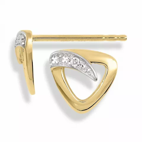 trekantigt diamant örhängestift i 14 karat guld med rhodium med diamant 