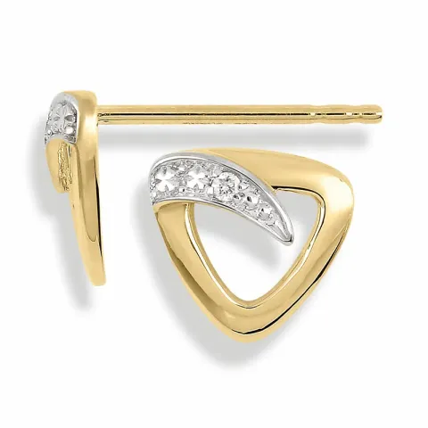 trekantigt diamant örhängestift i 14 karat guld med rhodium med diamant
