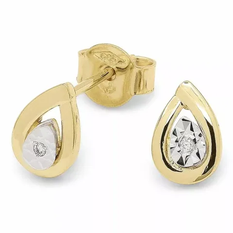 droppe diamant örhängestift i 14 karat guld med rhodium med diamant