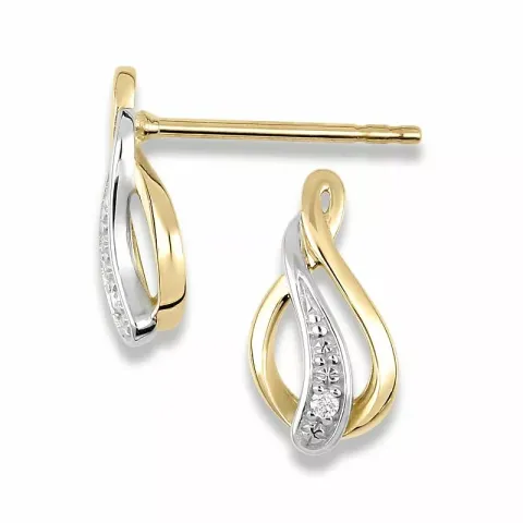 Diamant örhängestift i 14 karat guld med rhodium med diamant 