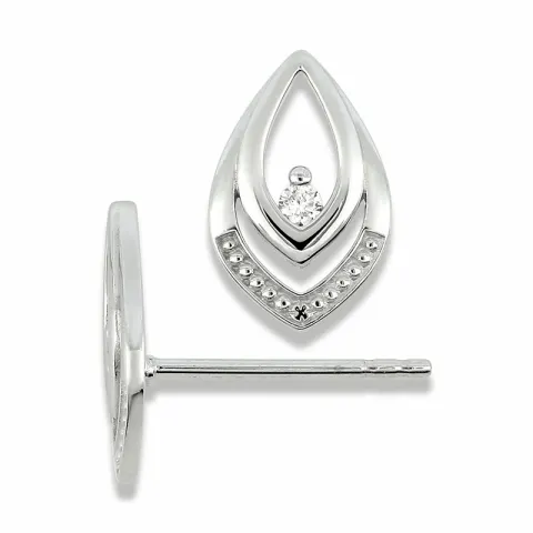 droppe diamant örhängestift i 14 karat vitguld med diamant 