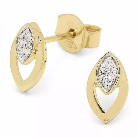ovala diamant örhängestift i 14 karat guld med rhodium med diamant 
