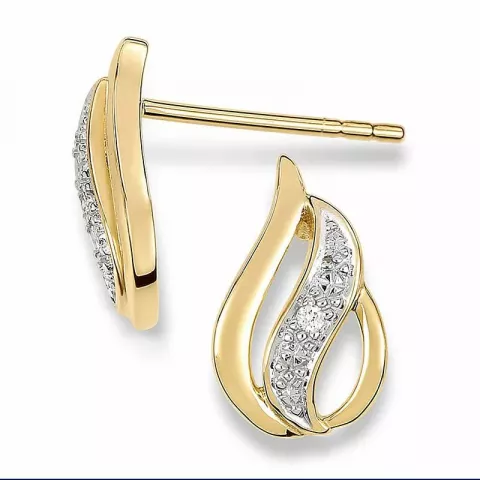 droppe diamantörhängen i 14 karat guld med rhodium med diamant 