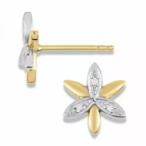 Blommor diamantörhängen i 14 karat guld med rhodium med diamanter 