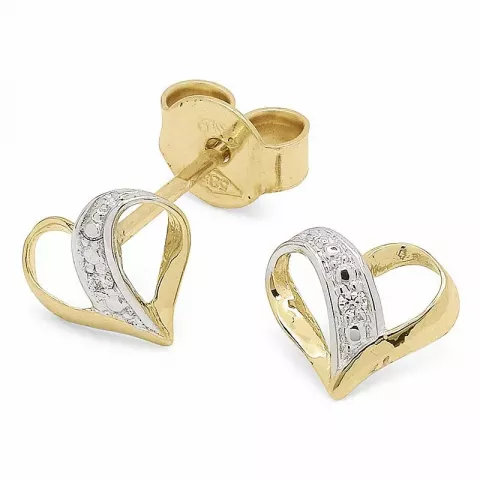 Hjärta diamantörhängen i 14 karat guld med rhodium med diamanter 