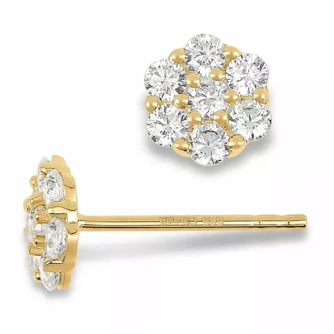 Vackra blommor örhängestift i 14 karat guld med zirkoner