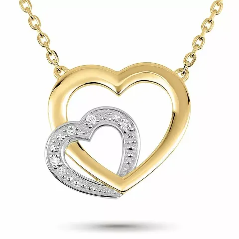 hjärta halsband i 14 carat guld med rodium 0,032 ct
