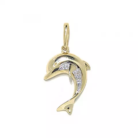 delfin hängen i 14 karat guld med rhodium