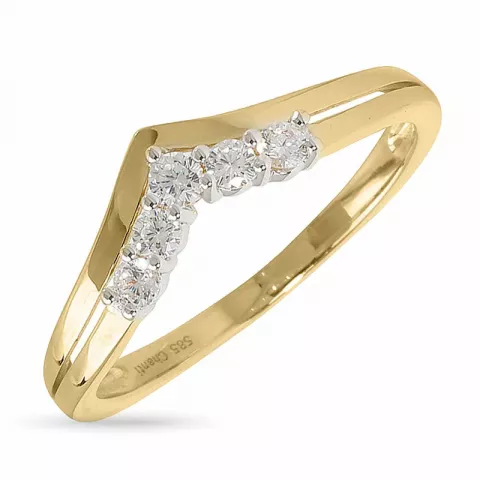 Elegant vit zirkon ring i 14 karat guld med rhodium