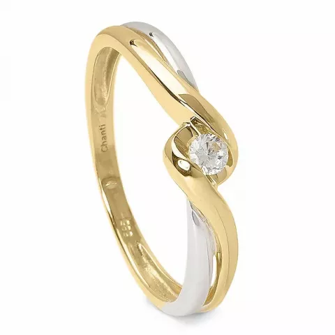 Elegant zirkon ring i 14 karat guld med rhodium