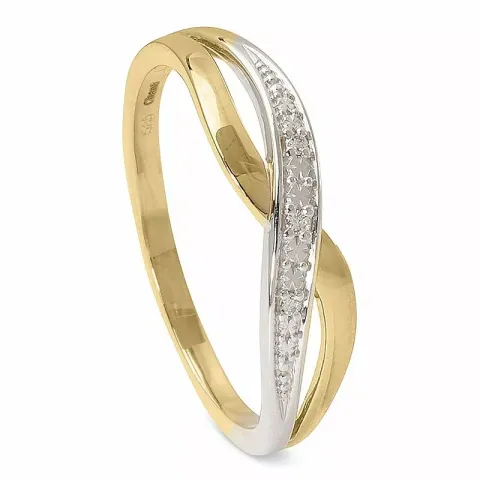 diamantring i 14  karat guld med rhodium 0,017 ct