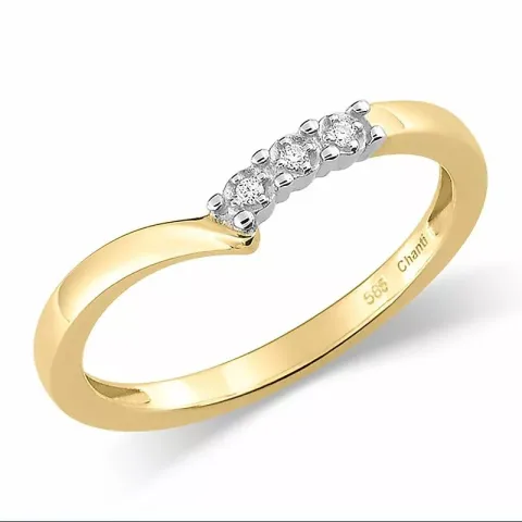 diamantring i 14  karat guld med rhodium 0,015 ct