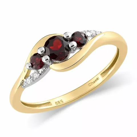 granat guld ring i 14 karat guld med rhodium 0,02 ct