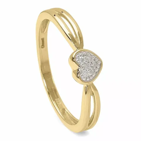 diamant hjärtering i 14 karat guld med rhodium 0,028 ct