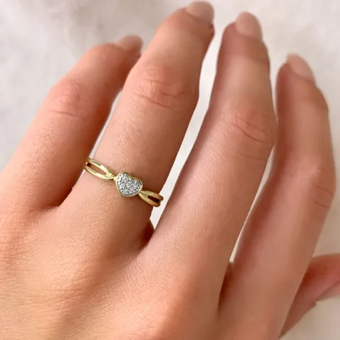 diamant hjärtering i 14 karat guld med rhodium 0,028 ct