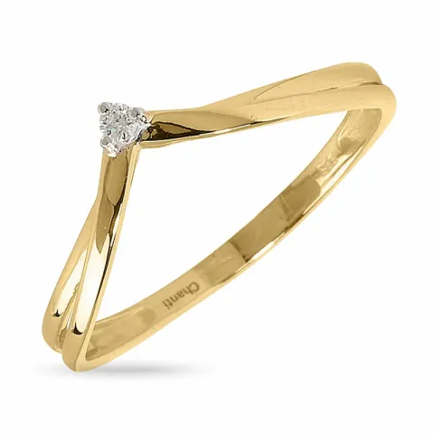 V diamant guld ring i 14  karat guld med rhodium 0,021 ct