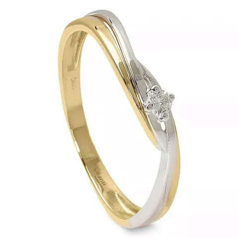Smal diamant ring i 14  karat guld med rhodium 0,05 ct