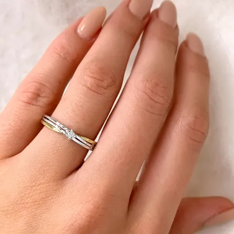 äkta diamant guld ring i 14 karat guld med rhodium 0,019 ct