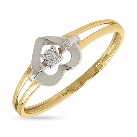diamant hjärtering i 14 karat guld med rhodium 0,01 ct