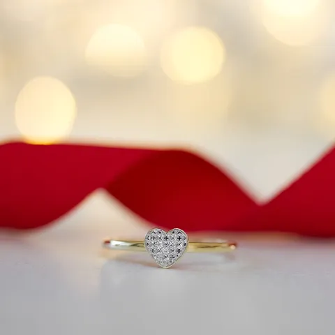 Lille hjärta zirkon ring i 14 karat guld med rhodium