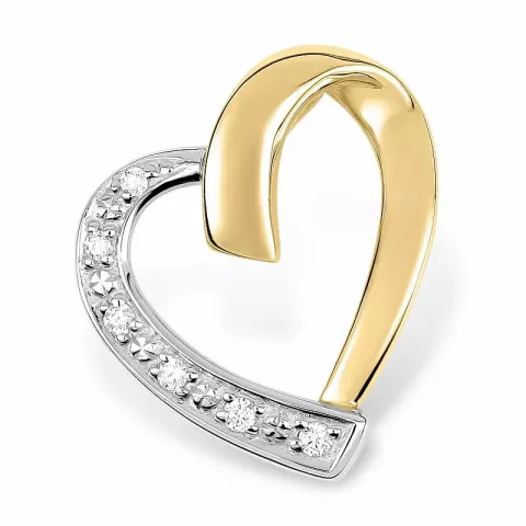 hjärta hängen i 14 karat guld och vitguld och 14 karat vitguld