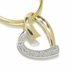 hjärta hängen i 14 karat guld och vitguld och 14 karat vitguld