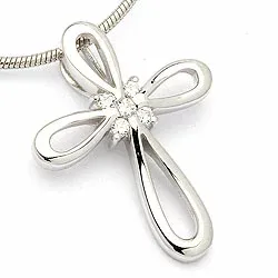 Kors hängen i 14 karat vitguld