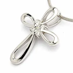 Kors hängen i 14 karat vitguld