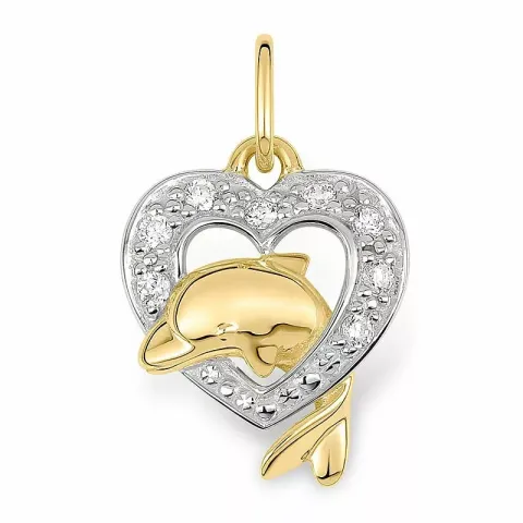 delfin hängen i 14 karat guld med rhodium