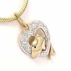 delfin hängen i 14 karat guld med rhodium