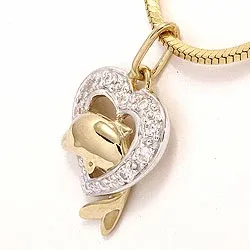 delfin hängen i 14 karat guld med rhodium