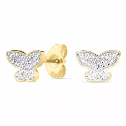 fjärilar briljiantöronringar i 14 karat guld med rhodium med diamant 