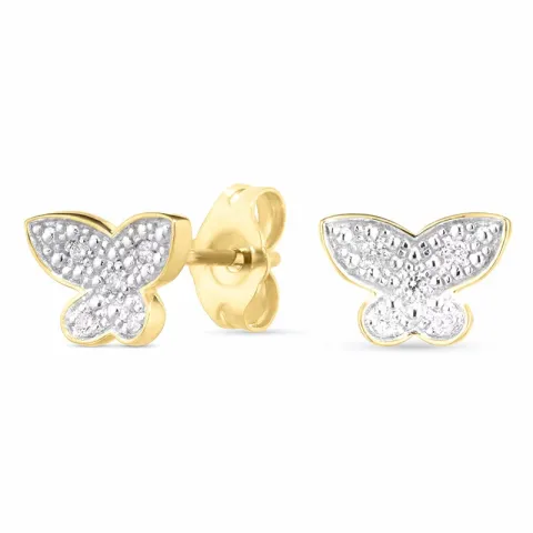 fjärilar briljiantöronringar i 14 karat guld med rhodium med diamant