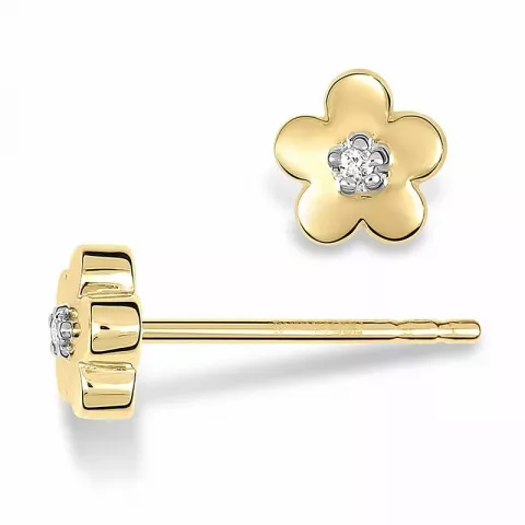 Blommor diamantörhängen i 14 karat guld med diamanter 