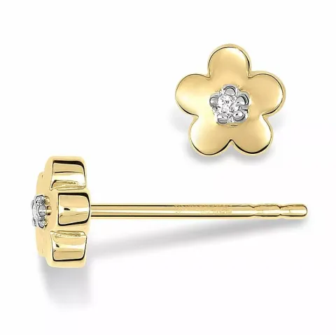 Blommor diamantörhängen i 14 karat guld med diamanter 